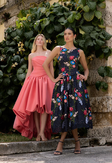 Anne Barge Gabriela Guipure Lace Tea-Length Gown