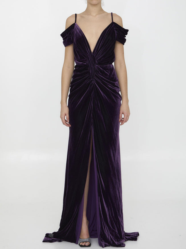 Costarellos Violet Velvet Dress - Ellie Belle