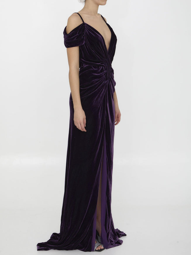 Costarellos Violet Velvet Dress - Ellie Belle