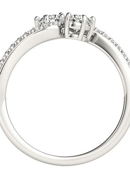 Curved Band Two Stone Diamond Ring in 14k White Gold (3/4 cttw) - Ellie Belle