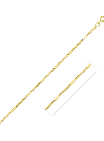 Diamond Cut Bar Links Pendant Chain in 14k Yellow Gold (1.3mm) - Ellie Belle