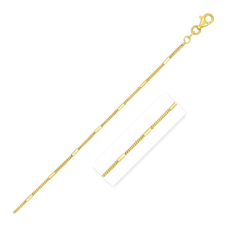 Diamond Cut Bar Links Pendant Chain in 14k Yellow Gold (1.3mm) - Ellie Belle