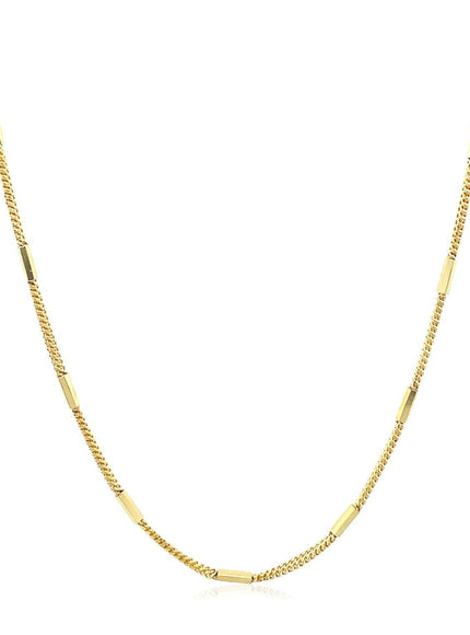 Diamond Cut Bar Links Pendant Chain in 14k Yellow Gold (1.3mm) - Ellie Belle