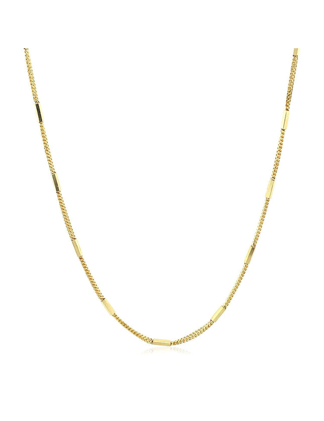 Diamond Cut Bar Links Pendant Chain in 14k Yellow Gold (1.3mm) - Ellie Belle
