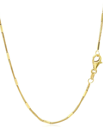 Diamond Cut Bar Links Pendant Chain in 14k Yellow Gold (1.3mm) - Ellie Belle