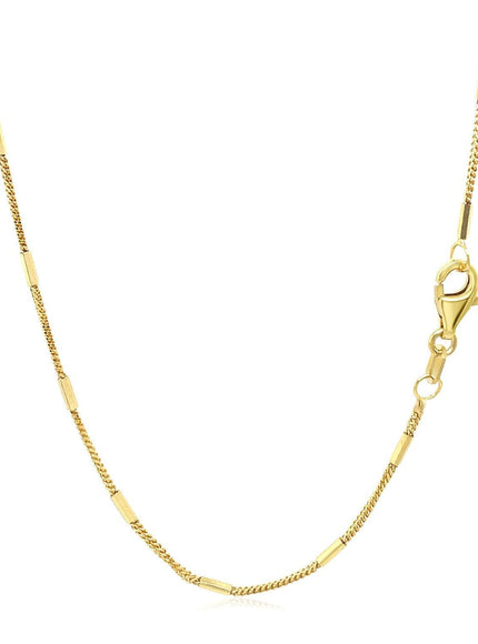 Diamond Cut Bar Links Pendant Chain in 14k Yellow Gold (1.3mm) - Ellie Belle