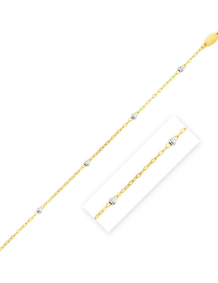 Diamond Cut Bead Links Pendant Chain in 14k Two Tone Gold (3.5mm) - Ellie Belle