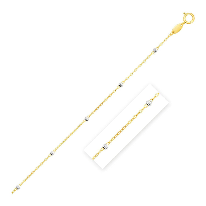 Diamond Cut Bead Links Pendant Chain in 14k Two Tone Gold (3.5mm) - Ellie Belle