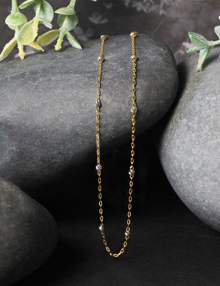 Diamond Cut Bead Links Pendant Chain in 14k Two Tone Gold (3.5mm) - Ellie Belle