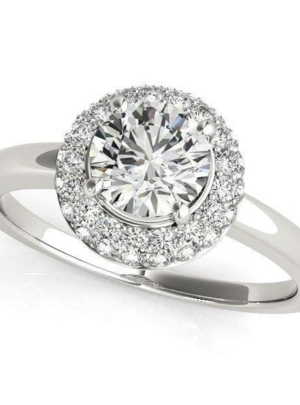 Diamond Engagement Ring with Pave Halo Stones in 14k White Gold (1 3/8 cttw) - Ellie Belle