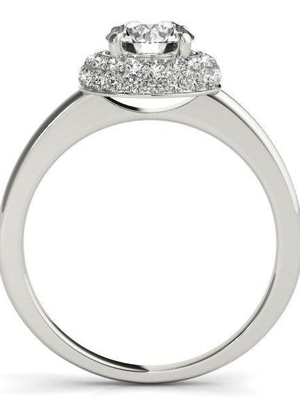 Diamond Engagement Ring with Pave Halo Stones in 14k White Gold (1 3/8 cttw) - Ellie Belle
