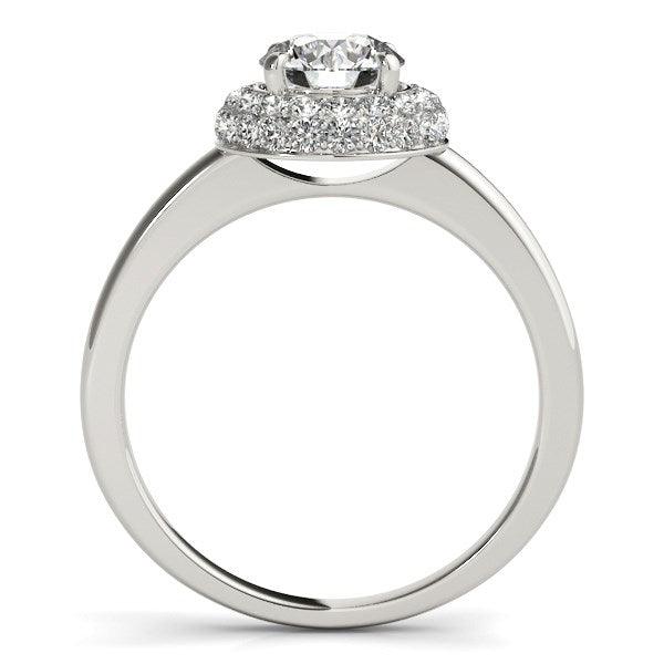 Diamond Engagement Ring with Pave Halo Stones in 14k White Gold (1 3/8 cttw) - Ellie Belle