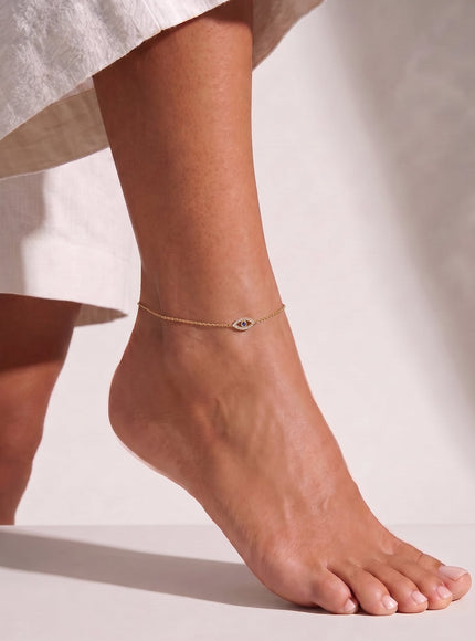 Zoe Lev Tiny Diamond Evil Eye Anklet