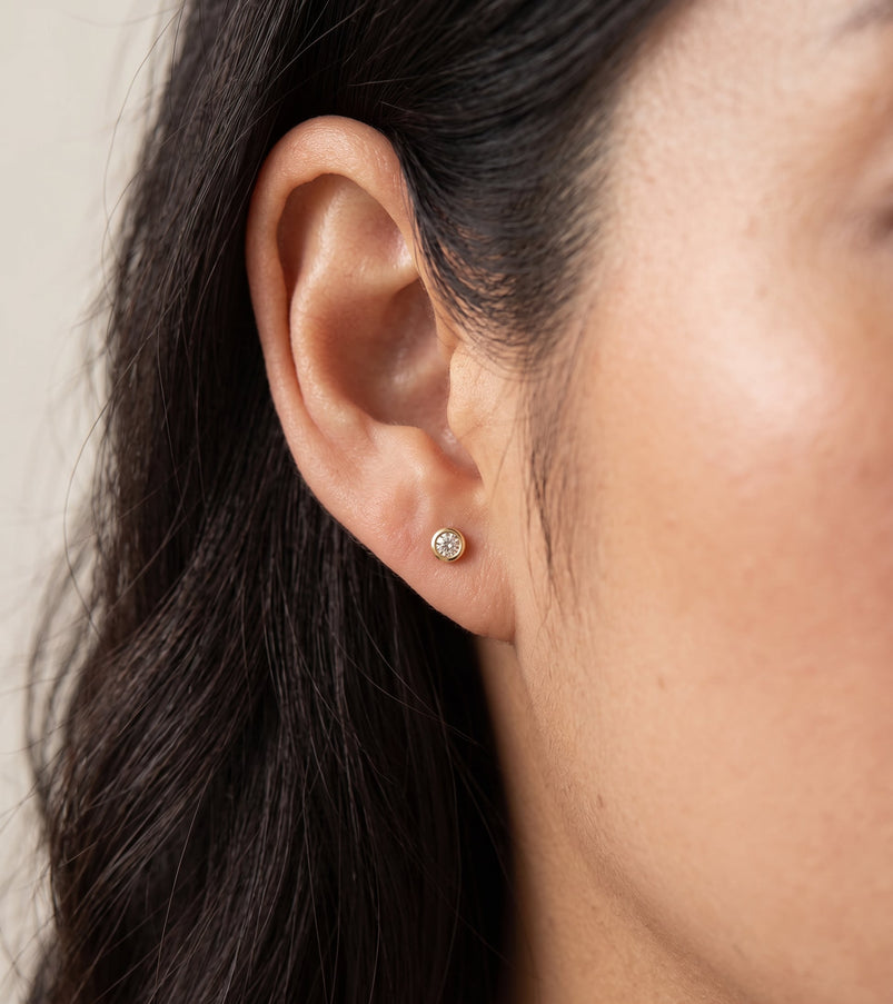 Zoe Lev Bezel Diamond Stud Earrings