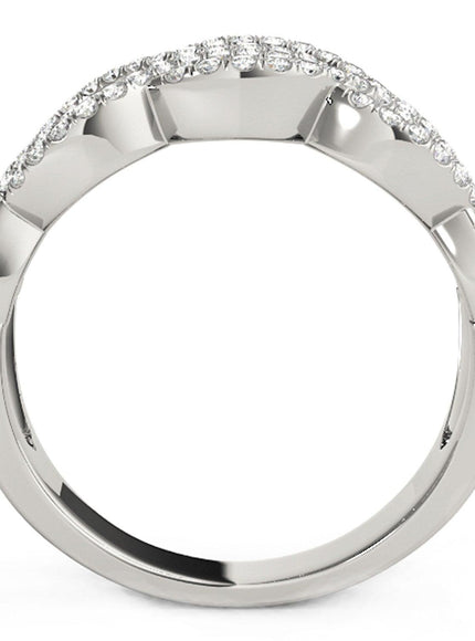 Diamond Studded Double Interlocking Waves Ring in 14k White Gold (5/8 cttw) - Ellie Belle