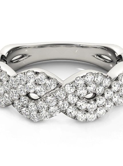 Diamond Studded Interlocking Waves Ring in 14k White Gold (5/8 cttw) - Ellie Belle