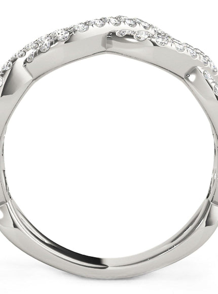 Diamond Studded Interlocking Waves Ring in 14k White Gold (5/8 cttw) - Ellie Belle