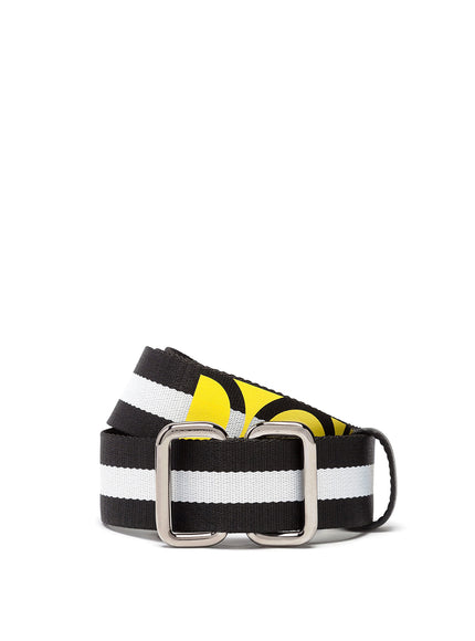 Dolce & Gabbana Yellow Logo Lettering Striped Nylon Belt