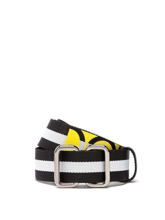 Dolce & Gabbana Yellow Logo Lettering Striped Nylon Belt