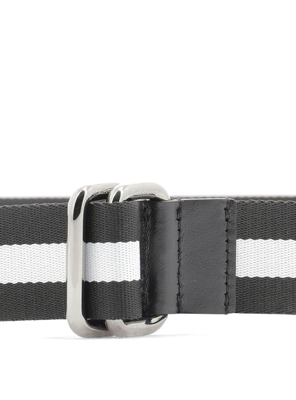 Dolce & Gabbana Yellow Logo Lettering Striped Nylon Belt