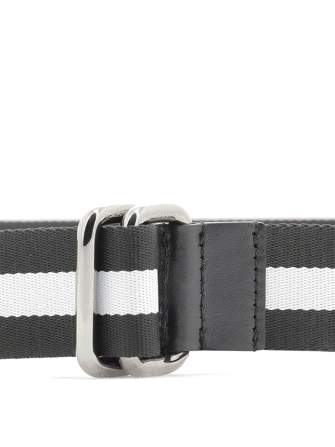 Dolce & Gabbana Yellow Logo Lettering Striped Nylon Belt