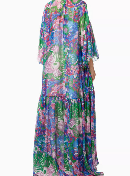 Dolce & Gabbana 60s Print Oversized Kaftan in Silk Chiffon - Ellie Belle