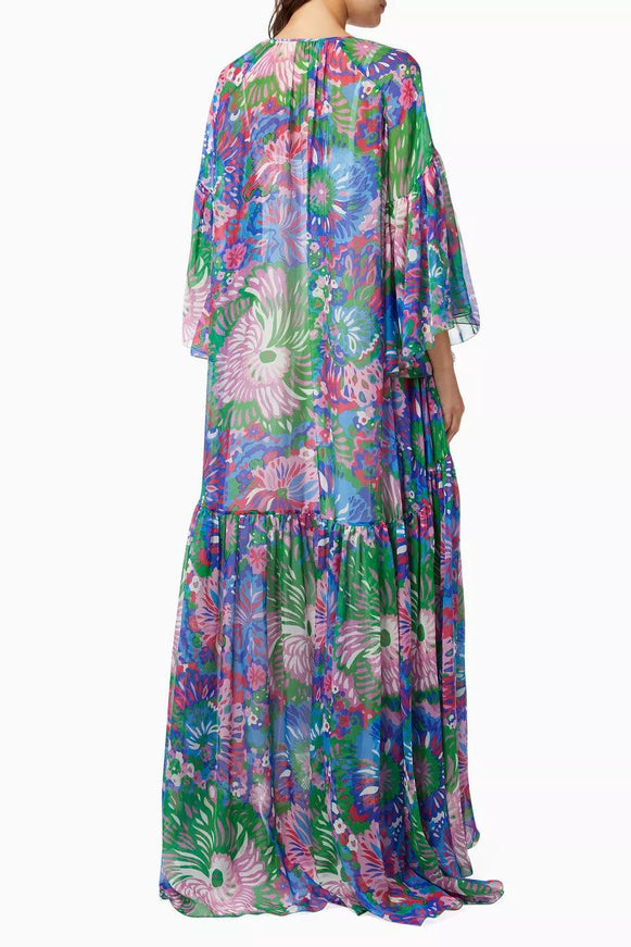 Dolce & Gabbana 60s Print Oversized Kaftan in Silk Chiffon - Ellie Belle