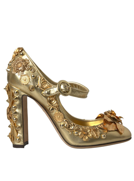 Dolce & Gabbana Baroque Embellished Pumps In Gold - Ellie Belle