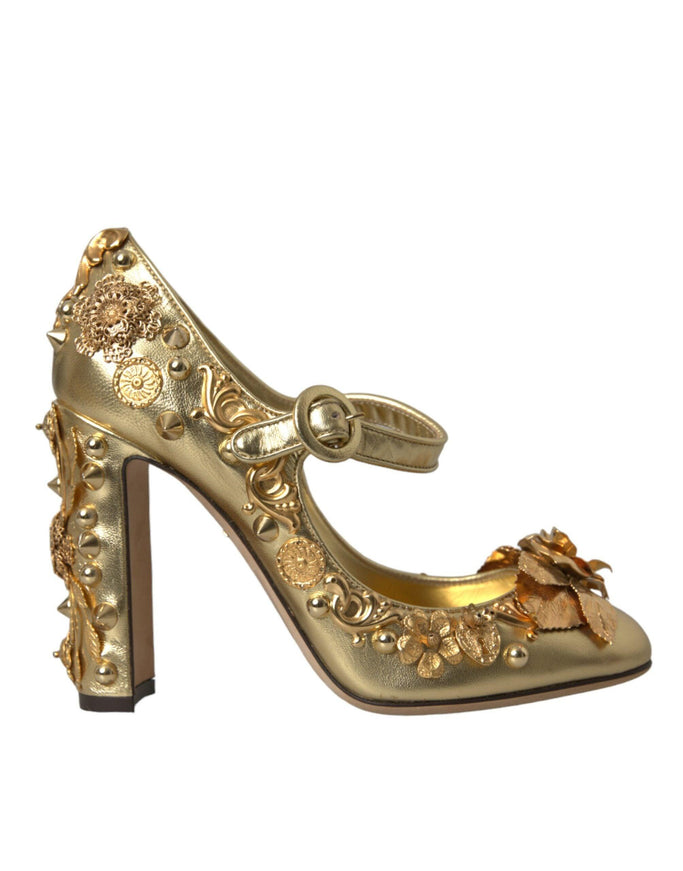 Dolce & Gabbana Baroque Embellished Pumps In Gold - Ellie Belle