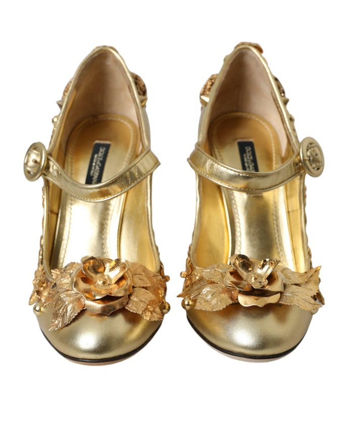 Dolce & Gabbana Baroque Embellished Pumps In Gold - Ellie Belle