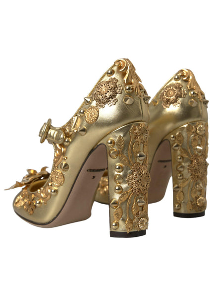 Dolce & Gabbana Baroque Embellished Pumps In Gold - Ellie Belle