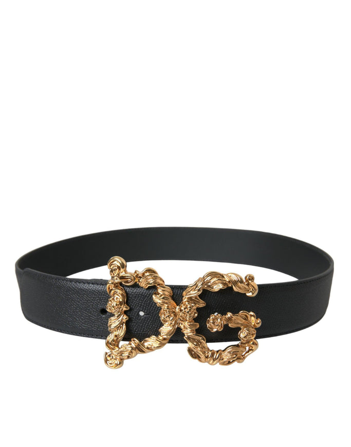 Dolce & Gabbana Baroque Gold DG Logo Buckle Belt - Ellie Belle