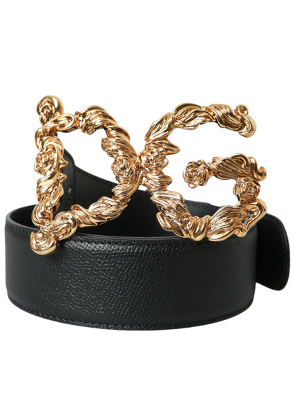 Dolce & Gabbana Baroque Gold DG Logo Buckle Belt - Ellie Belle