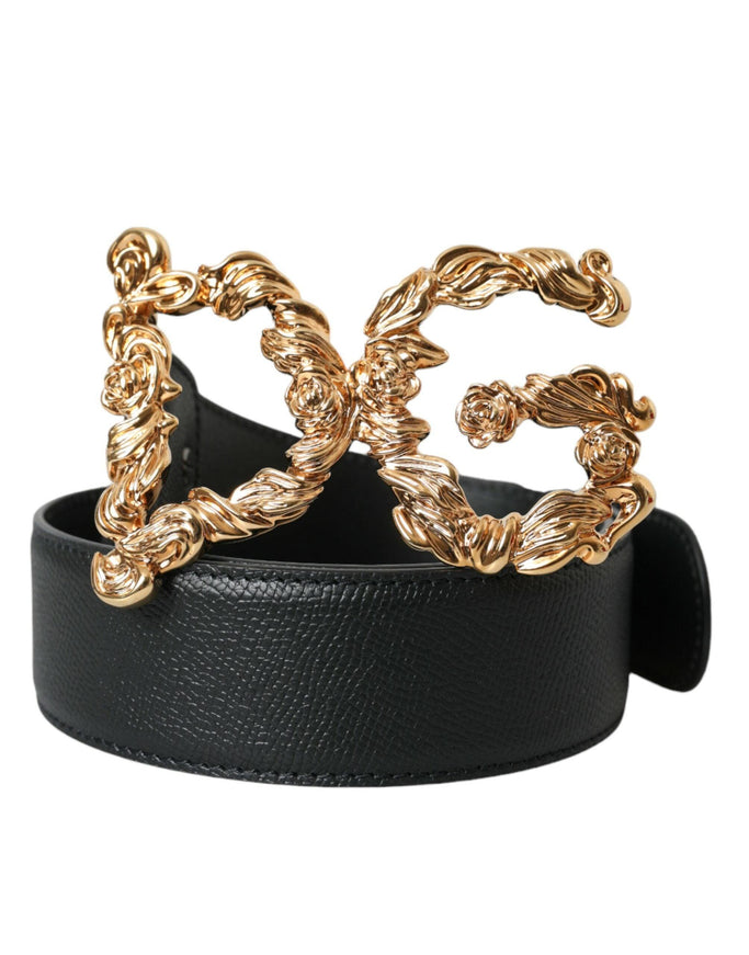 Dolce & Gabbana Baroque Gold DG Logo Buckle Belt - Ellie Belle