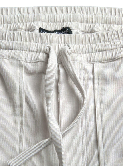 Dolce & Gabbana Beige Cotton Corduroy Logo Bermuda Shorts - Ellie Belle