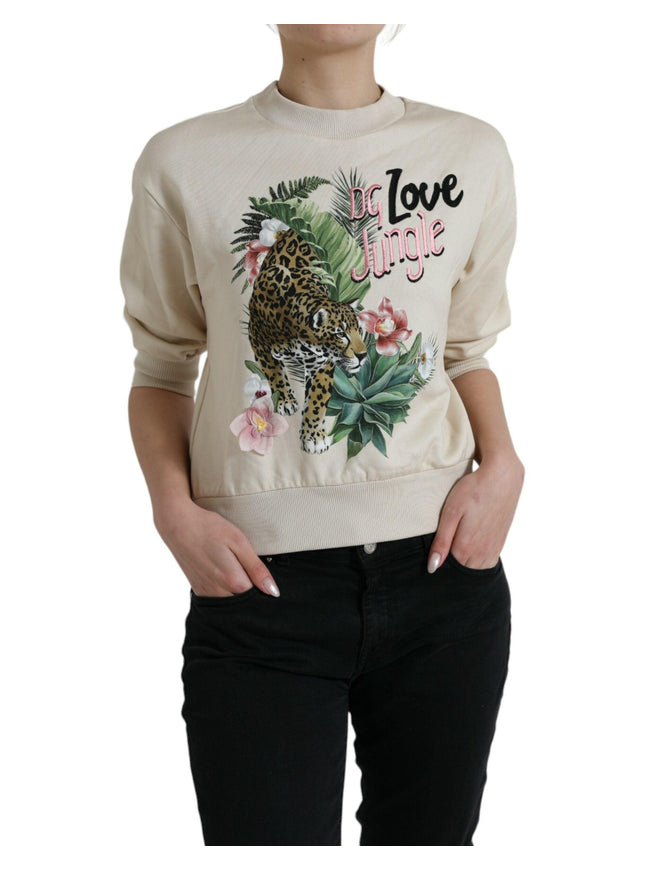 Dolce & Gabbana Beige Jungle Printed Cotton Pullover Sweater - Ellie Belle