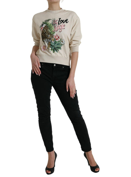 Dolce & Gabbana Beige Jungle Printed Cotton Pullover Sweater - Ellie Belle