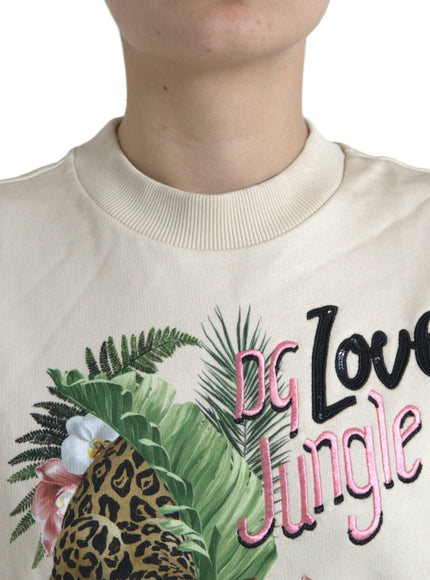 Dolce & Gabbana Beige Jungle Printed Cotton Pullover Sweater - Ellie Belle