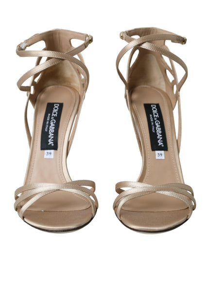 Dolce & Gabbana Beige Patent Leather Strappy Sandals - Ellie Belle