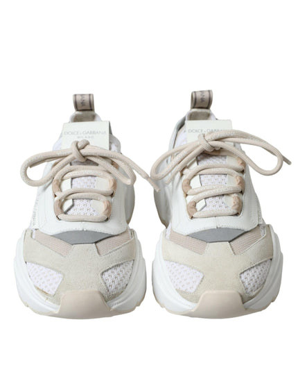 Dolce & Gabbana Beige White Daymaster Low Top Leather Sneakers Shoes - Ellie Belle