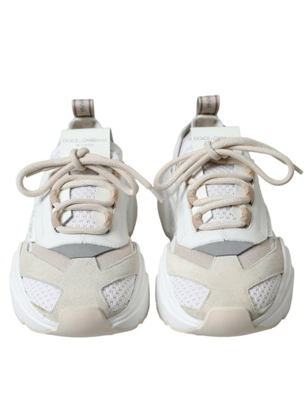 Dolce & Gabbana Beige White Daymaster Low Top Leather Sneakers Shoes - Ellie Belle