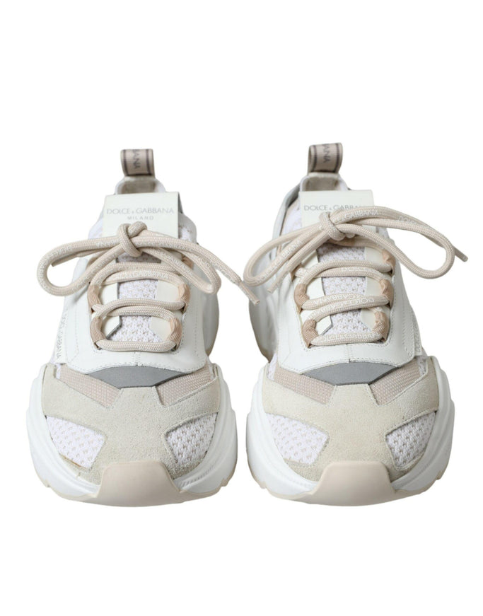 Dolce & Gabbana Beige White Daymaster Low Top Leather Sneakers Shoes - Ellie Belle