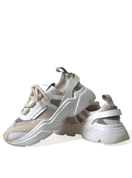 Dolce & Gabbana Beige White Daymaster Low Top Leather Sneakers Shoes - Ellie Belle