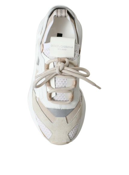 Dolce & Gabbana Beige White Daymaster Low Top Leather Sneakers Shoes - Ellie Belle