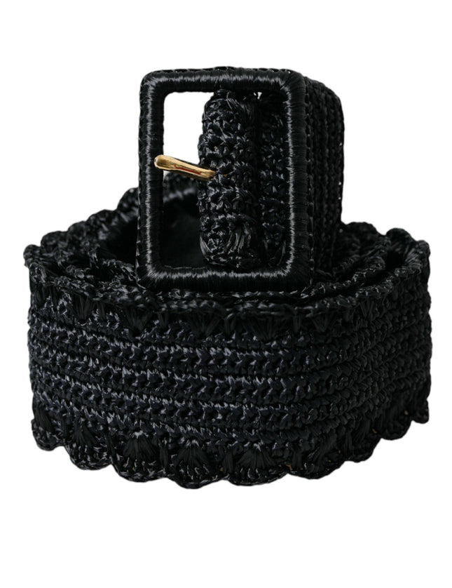 Dolce & Gabbana Black Braided Canvas Women Wide Waist Belt - Ellie Belle