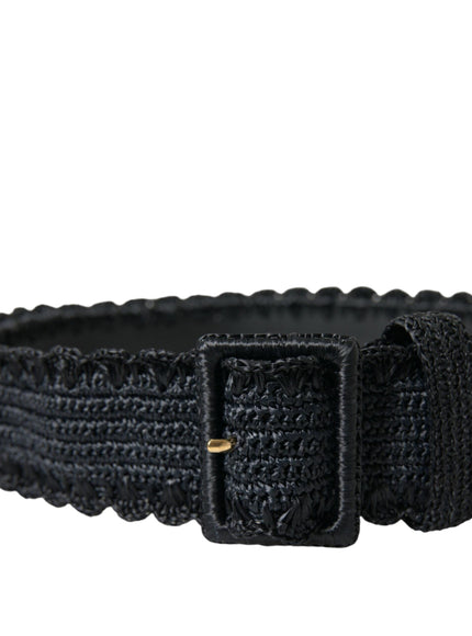 Dolce & Gabbana Black Braided Canvas Women Wide Waist Belt - Ellie Belle