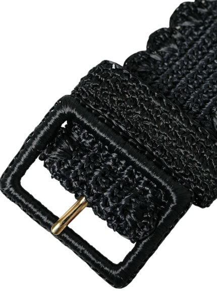 Dolce & Gabbana Black Braided Canvas Women Wide Waist Belt - Ellie Belle