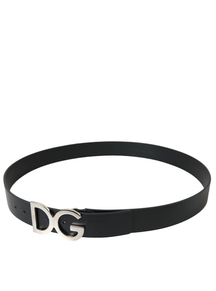 Dolce & Gabbana Black Calf Leather Silver Metal Buckle Belt - Ellie Belle