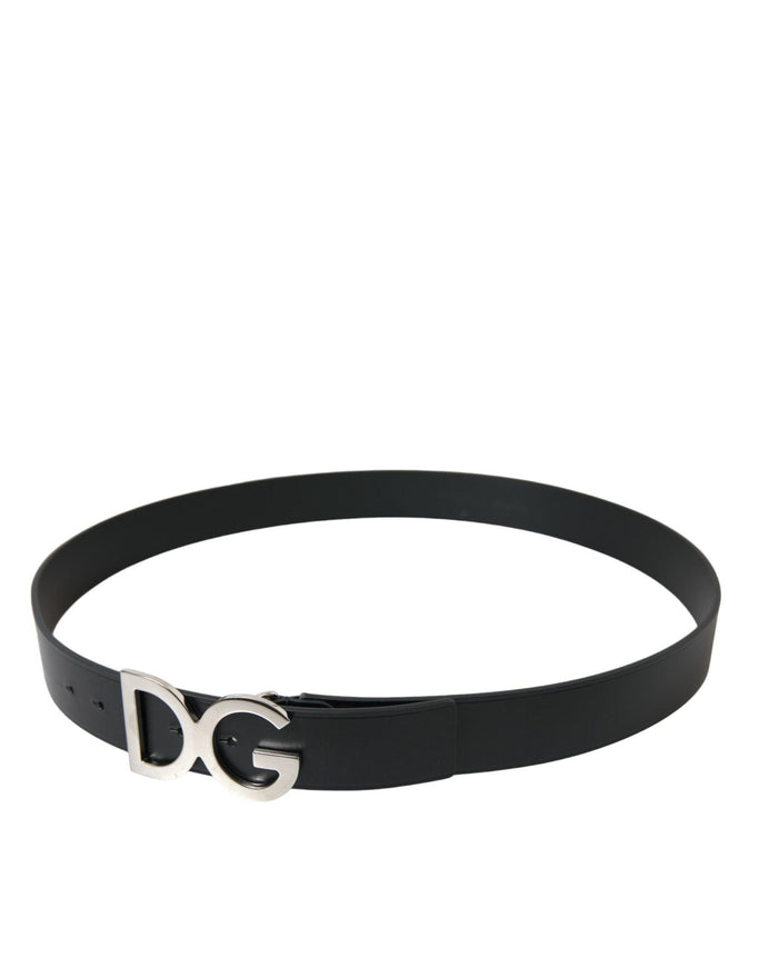 Dolce & Gabbana Black Calf Leather Silver Metal Buckle Belt - Ellie Belle