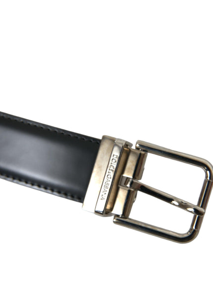 Dolce & Gabbana Black Calf Leather Silver Metal Buckle Belt - Ellie Belle